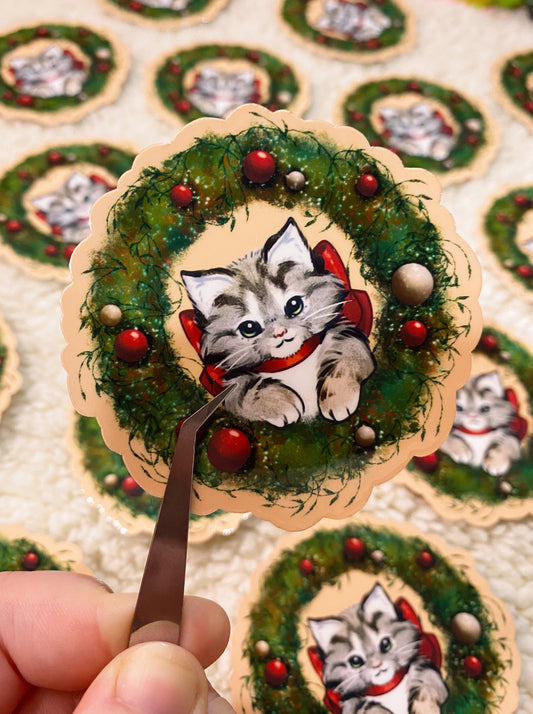 Christmas Kitten Sticker